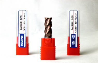 TiAlN Coated Standard 2 Flute End Mill Cutter , Long Neck End Mills HRC55