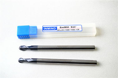 Spiral TiAlN Coated Ball Nose End Mills , Long Flute End Mills For Cutting Aluminium