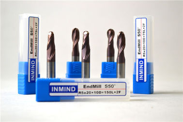 CNC Tapered Ball Nose End Mill TiAlN Coated Carbide Cutting Tools For Copper
